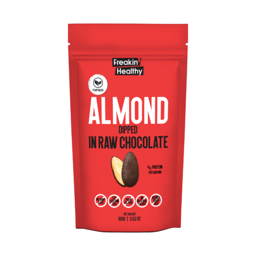 Freakin' Healthy Roasted Almond Dipped in Raw Chocolate, 100g